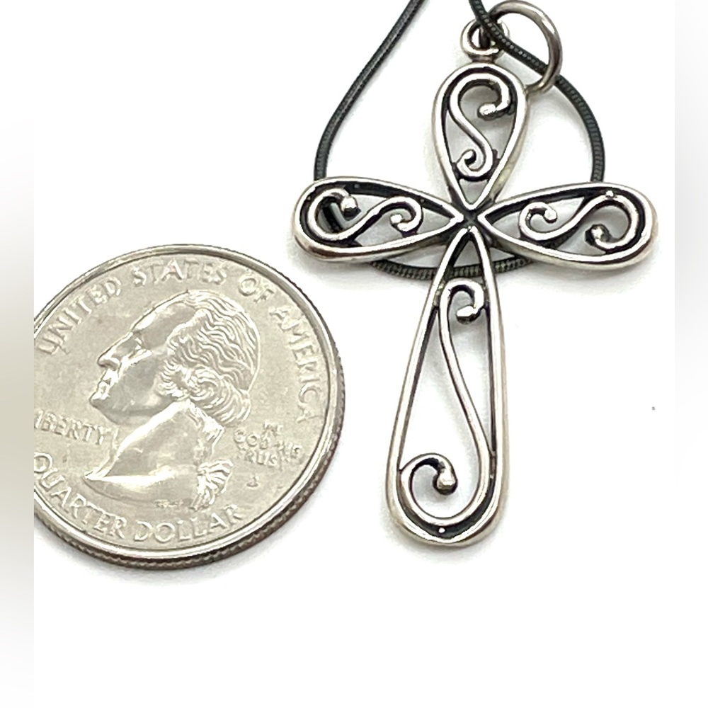 Sterling Scrollwork Cross Necklace - image 5